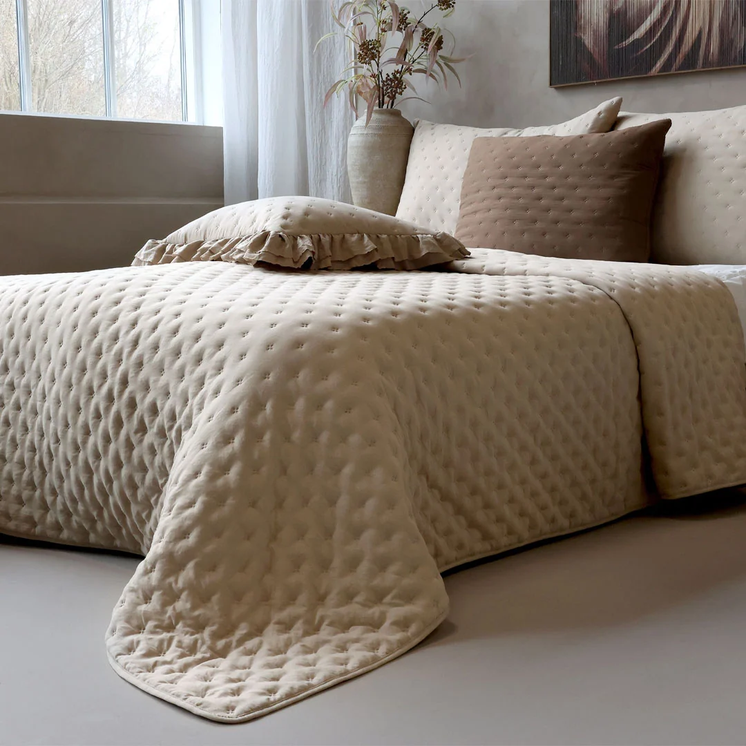 Aix Soft Quilt Sengetæppe – Hør – 240 × 260 cm - Billede 3