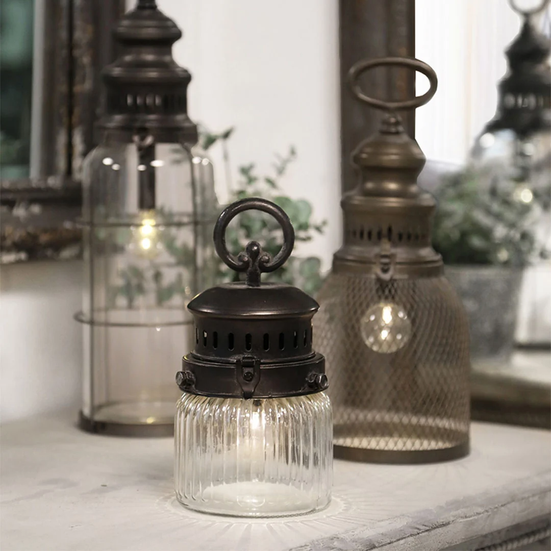 Chic Antique - Fransk Stald Lanterne inkl. timer og LED-pære - 22 cm - Billede 4