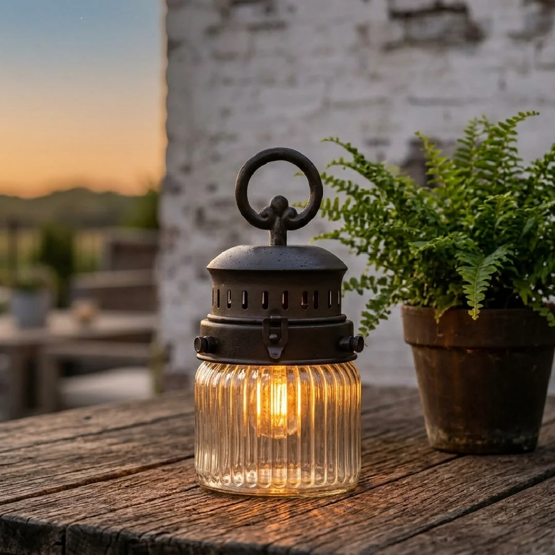 Chic Antique - Fransk Stald Lanterne inkl. timer og LED-pære - 22 cm - Billede 2