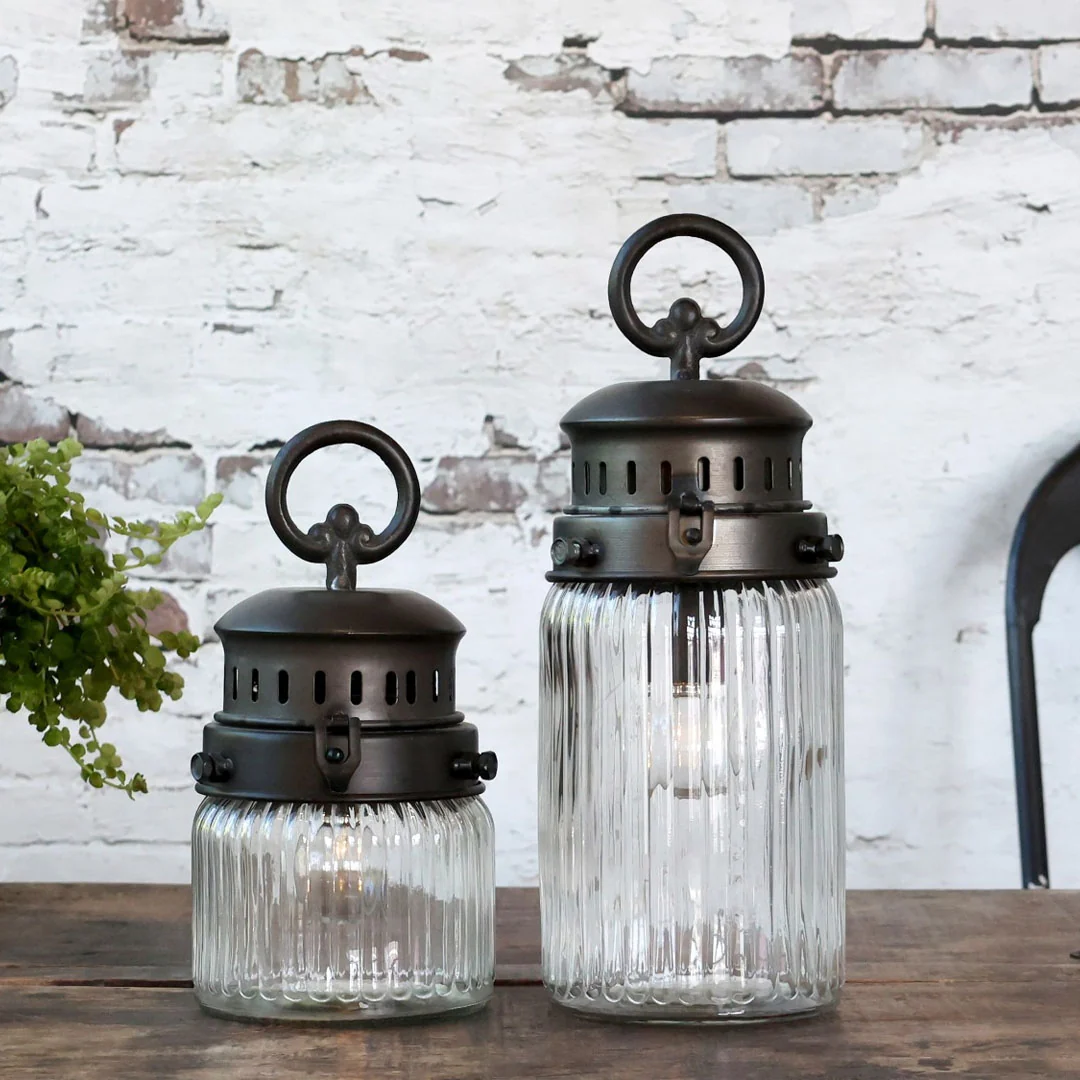 Chic Antique - Fransk Stald Lanterne inkl. timer og LED-pære - 22 cm - Billede 5