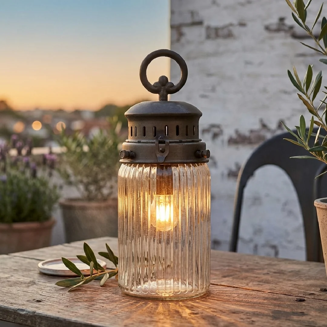 Chic Antique - Fransk Stald Lanterne inkl. timer og LED-pære - 30 cm - Billede 2