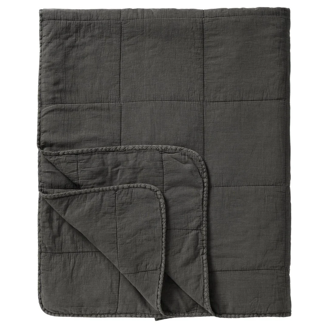 Ib Laursen - Vintage quilt sengetæppe Thunder Grey 240x240 cm - Billede 2