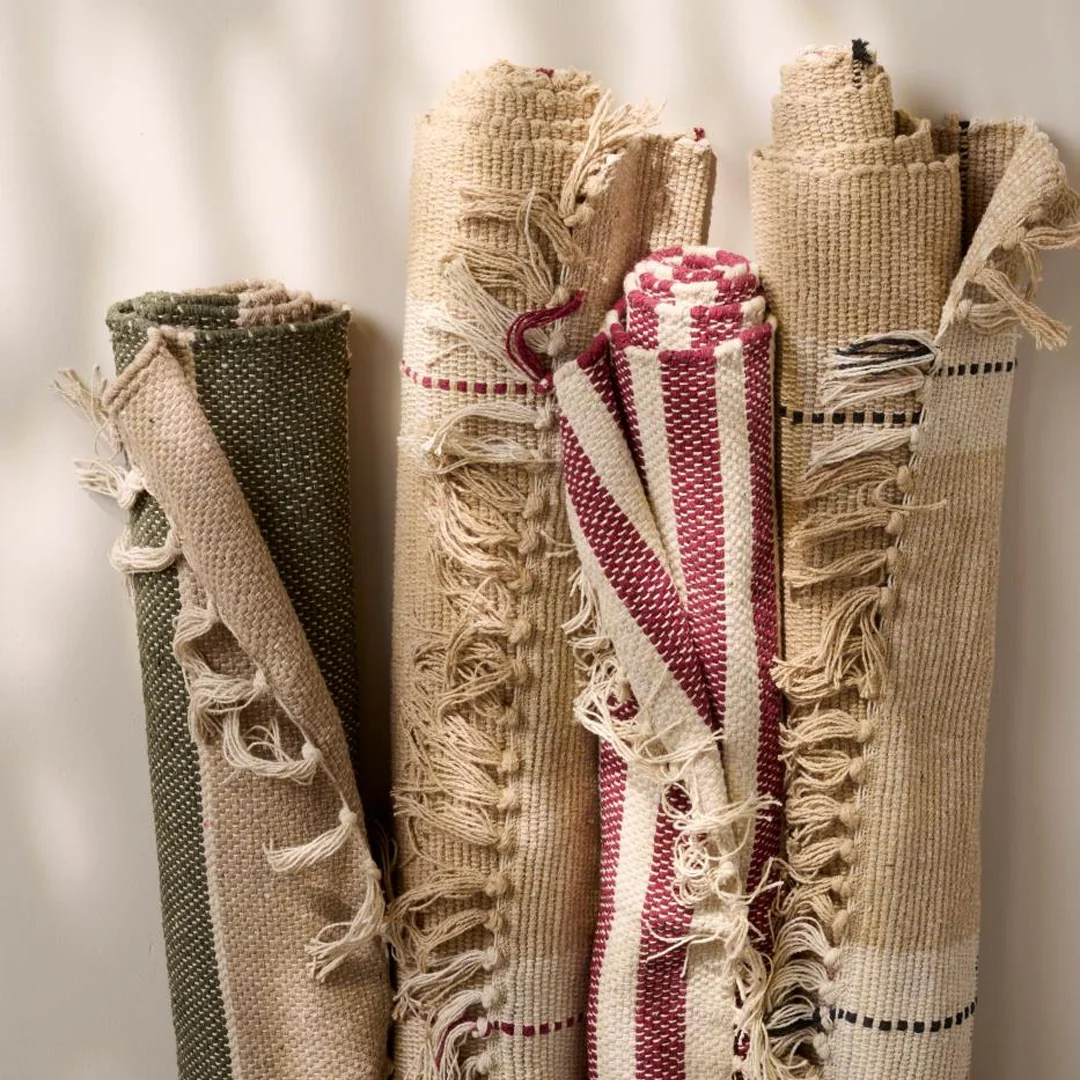 Ib Laursen - Gulvløber – creme, beige og olivengrønne striber 60 x 120 cm - Billede 3