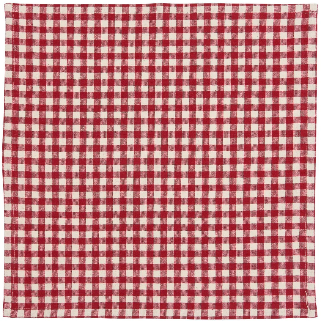 Ib Laursen - Stofserviet Asta rød m/naturfarvede små tern 40 x 40 cm - Billede 2