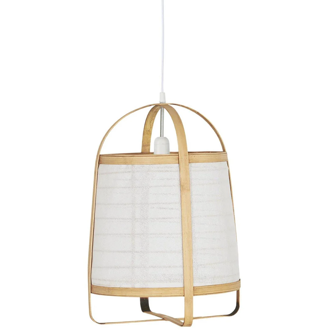 Ib Laursen - Hængelampe Bambus med hvid stofside - 53x37 cm - Billede 4