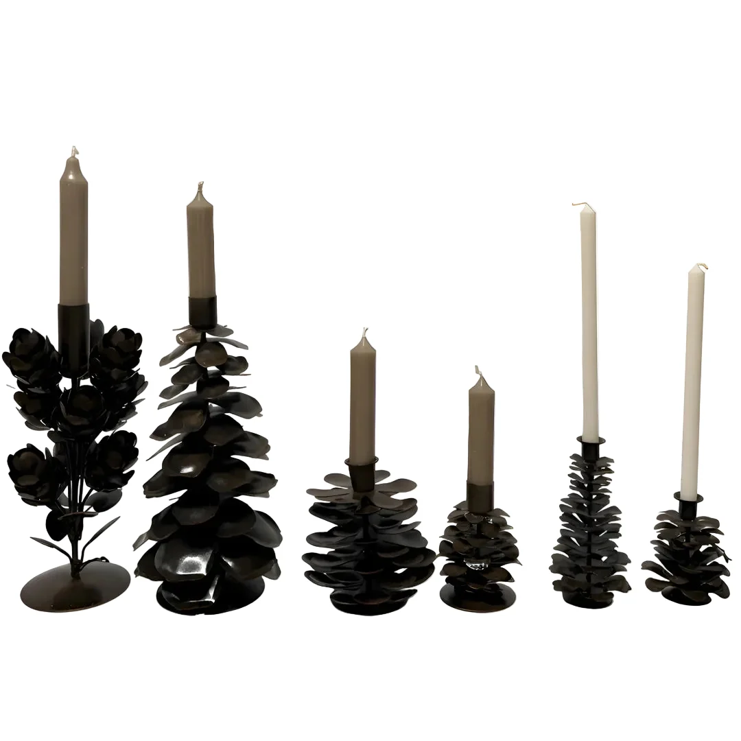 Pakketilbud: 6 kogleformede lysestager i lakeret metal - Billede 4