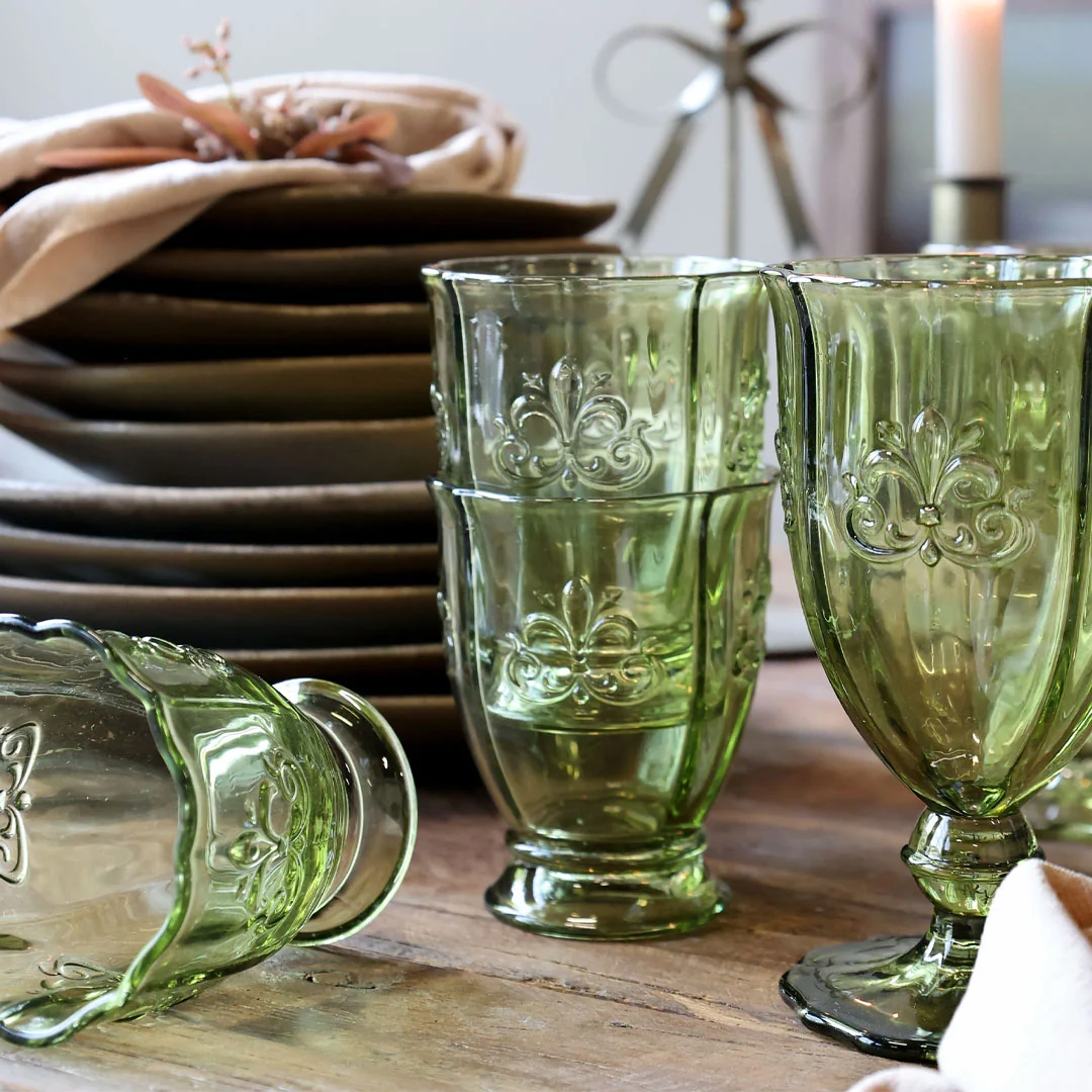 Chic Antique - Saint-Émilion Vinglas med Mønster – Oliven | Lille Model | 250 ml - 6 stk - Billede 3