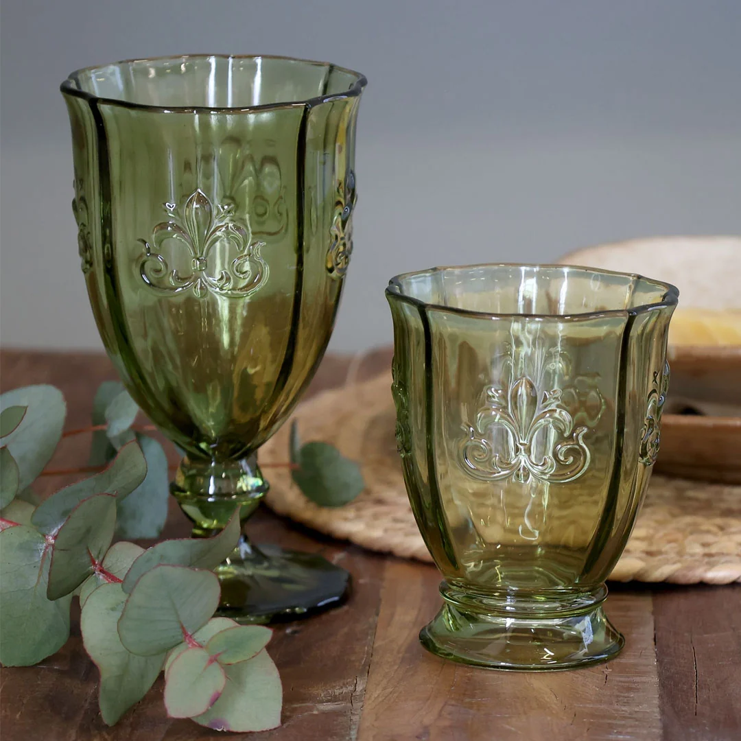 Chic Antique - Saint-Émilion Vinglas med Mønster – Oliven | Lille Model | 250 ml - 6 stk - Billede 2